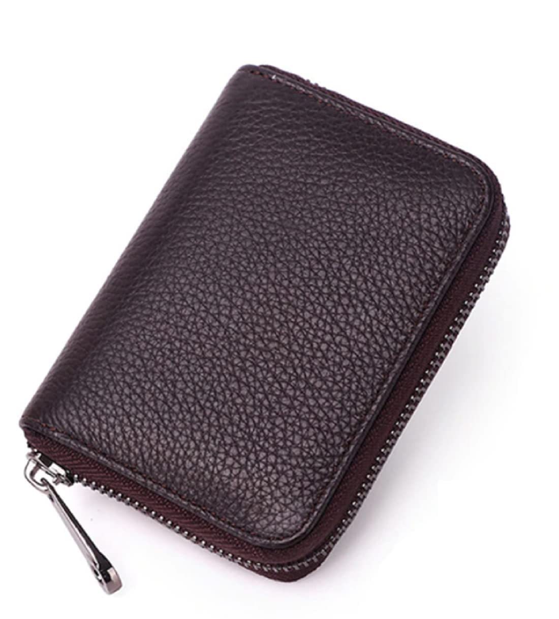 Small Pocket-Sized 9 Slot ID, Credit-Debit Card Holder with Closing Zipper for Men & Women - Brown WL601-UF