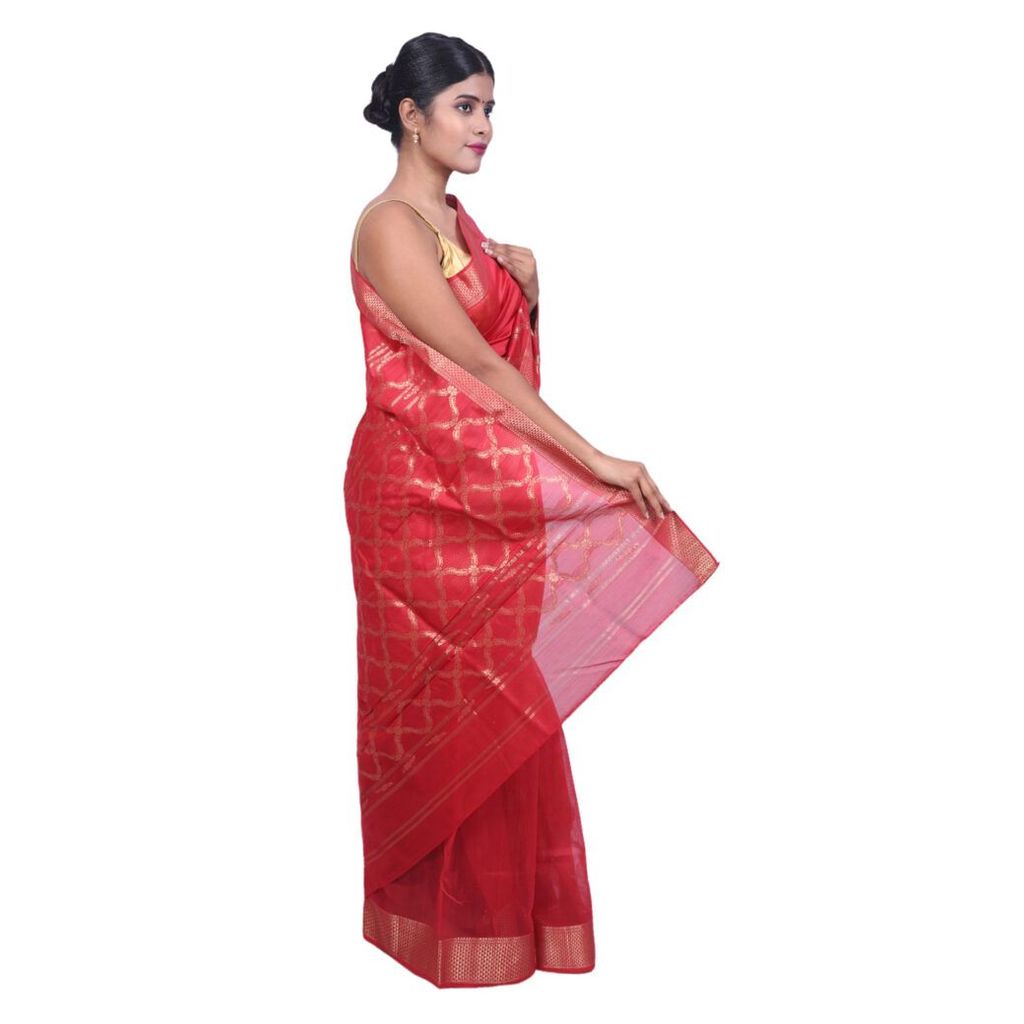 HANDLOOM MAHESHWARI TRADITIONAL SAREE WITH BLOUSE (SKU - 3S0115030422 SAREE- 129) - Sarees | Buy online on ZillyBuy