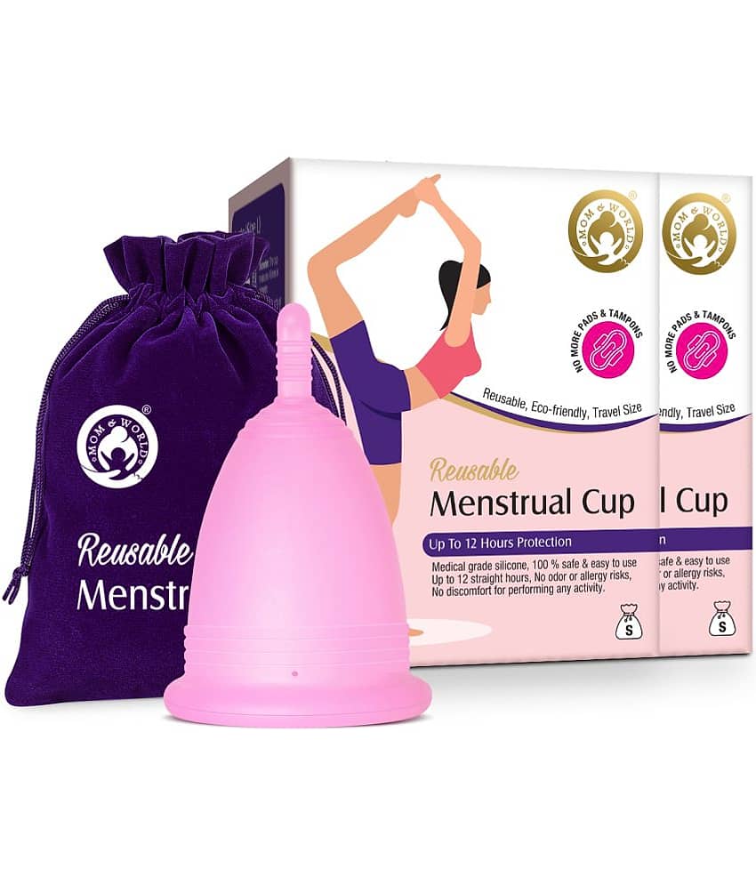 Mom & World Reusable Menstrual Cup, 100% Medical Grade Silicone(Small), Pack Of 2, Capacity 120 ml