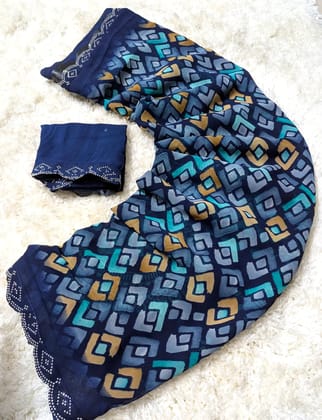 goergette Blouse running Swaroski daimond border Abstract prints