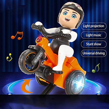 Electric Musical Tricycle with Flashing Lights & Movable 360 Degrees Rotating Stunt toy for Kids