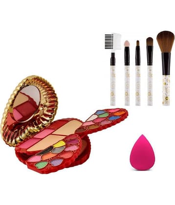 Adbeni Heart Shape Mini Makeup Kit With Puff & Brushes Makeup Kit Pack of 3 27