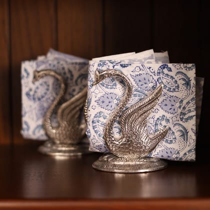 Elegant Swan Tissue Holder | Decorative Napkin Dispenser for Home & Office | Silver-Silver Finish