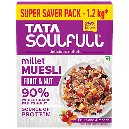 Tata Soulfull Millet Muesli - Fruit & Nut, Source Of Protein, 1.2 kg