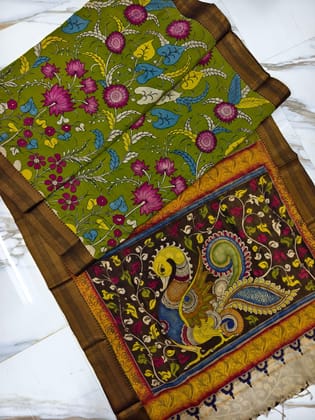 Kalahasti Kalamkari on Bangalore Style 7-Bangalore Silk