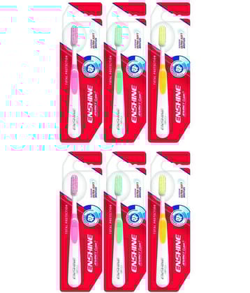 ENSHINE Advance Clean Toothbrush with Ultra Soft Bristles & Effective Tongue Cleaner ( Pack Of 6 )