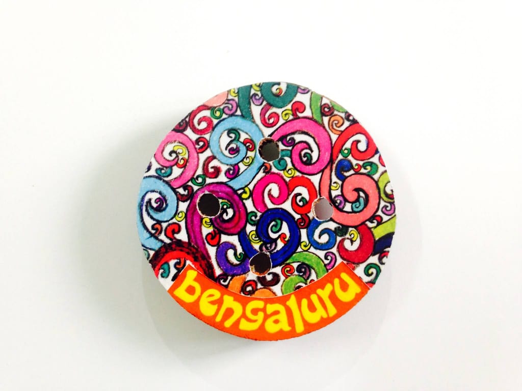 Florosphere Button Bengaluru Wooden Magnet - Flowers | Buy online on ZillyBuy