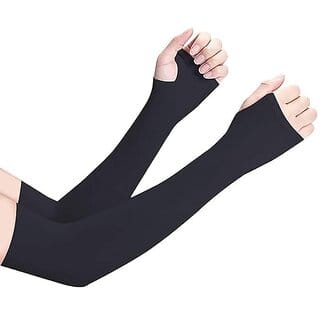 UV Protection Arm Sleeves for Men & Women with Thumb Hole | Nylon Sun Protection Sleeves for Running, Cycling & Biking