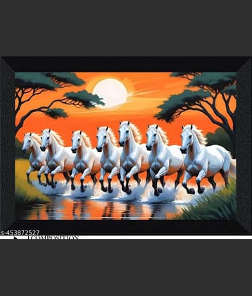 SNDArt Vastu 7 Running Horses Wall Paintings With Frame For Living Room 11 x 14