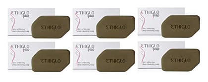Ethiglo Deep Cleansing Soap for All Skin Types | Helps Reduce Acne Scars, Dullness, Tanning & Pigmentation | Leaves Skin Soft & Smooth | Pack of 6 (75g) | Pack of 6 Ethiglo Deep Cleansing Soap for All Skin Types | Helps Reduce Acne Scars, Dullness, Tanni