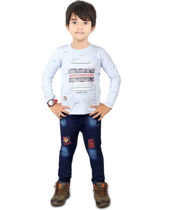 vanraj Pack of 1 Boys Cotton Blend T-Shirt & Pants Set ( Multicolor )