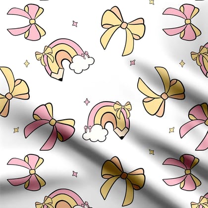 Back To School Pencil And Rainbow Print Fabric-Pashmina