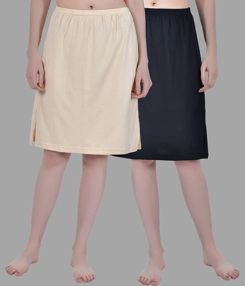 AIMLY Black Cotton Women's Straight Skirt ( Pack of 2 )