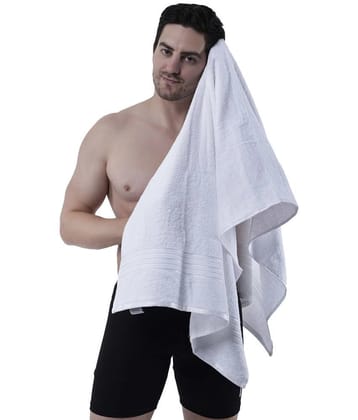 Dollar Cotton Striped 500 -GSM Bath Towel ( Pack of 1 ) - White - White