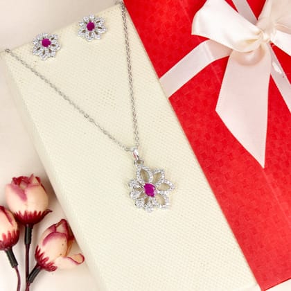 Elegance Floral Rani Stone Pendant Set - SIA446789_F