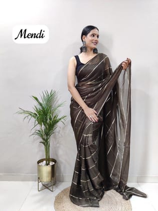 Soft Georgette Silk Saree With Satin Zari Patta-Mendi
