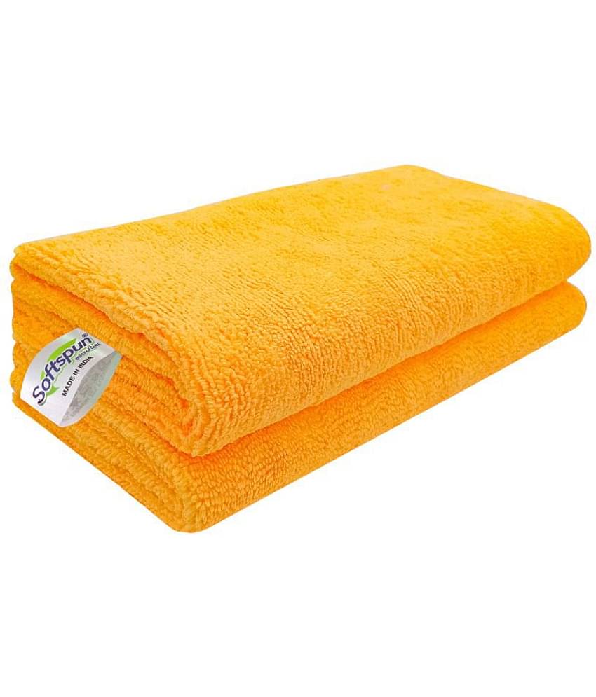 SOFTSPUN Microfiber Cleaning Cloths, 3pcs 40x40cms 340GSM Orange! Highly Absorbent, Lint and Streak Free, Multi -Purpose Wash Cloth for Kitchen, Car, Window, Stainless Steel, silverware.