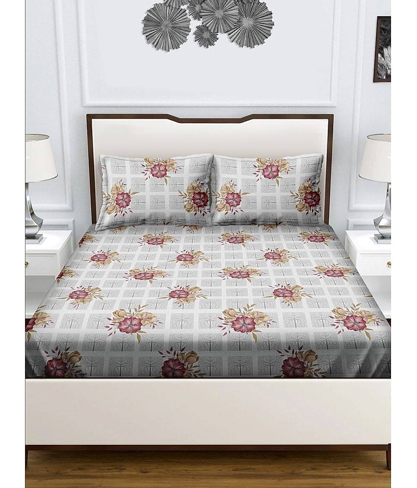 Bella Casa Cotton Double Bedsheet ( Multicolor )