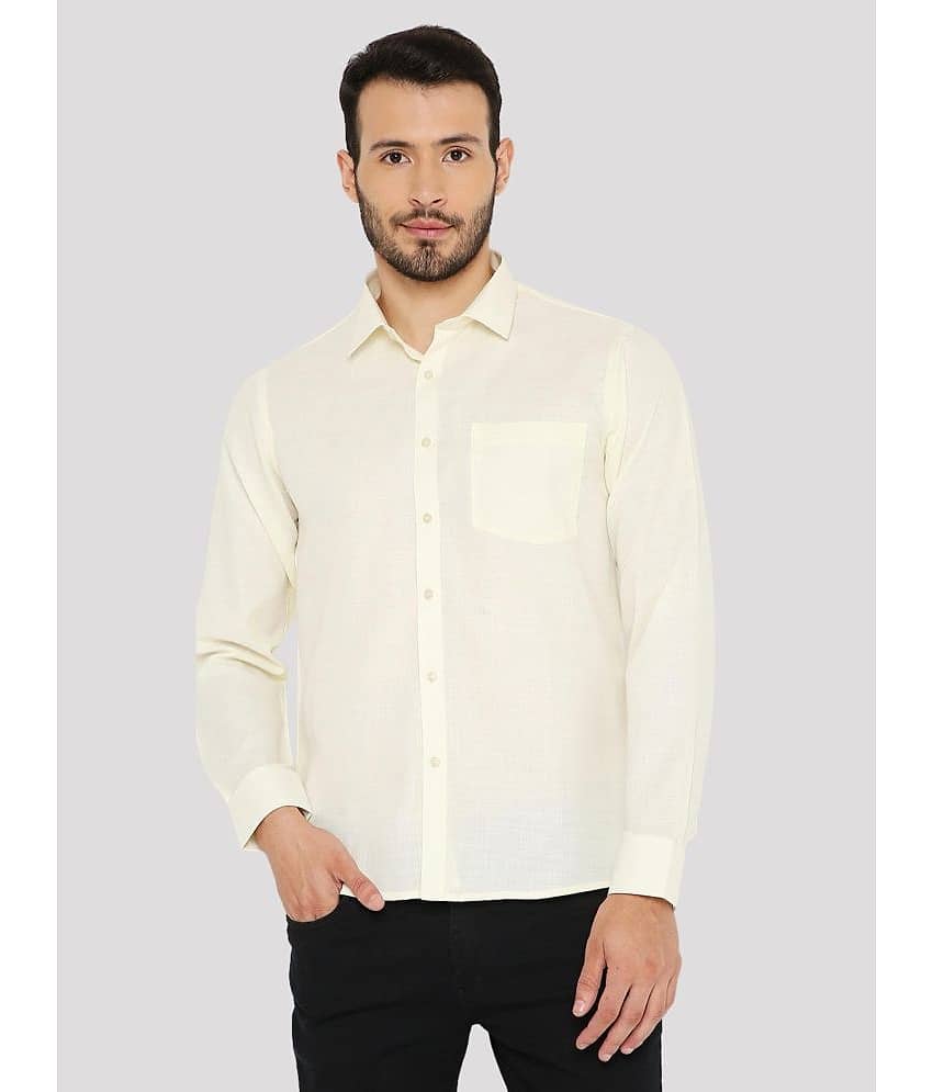 Maharaja Cotton Blend Slim Fit Solids Full Sleeves Men's Casual Shirt - Yellow ( Pack of 1 )