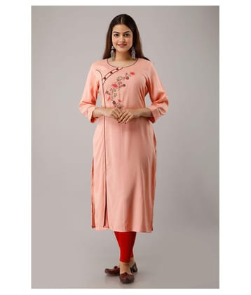 Frionkandy - Pink Rayon Womens Straight Kurti ( Pack of 1 ) - L