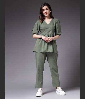 Stylum Women Self Design Top With Trousers Co-Ord Set ( Beige )