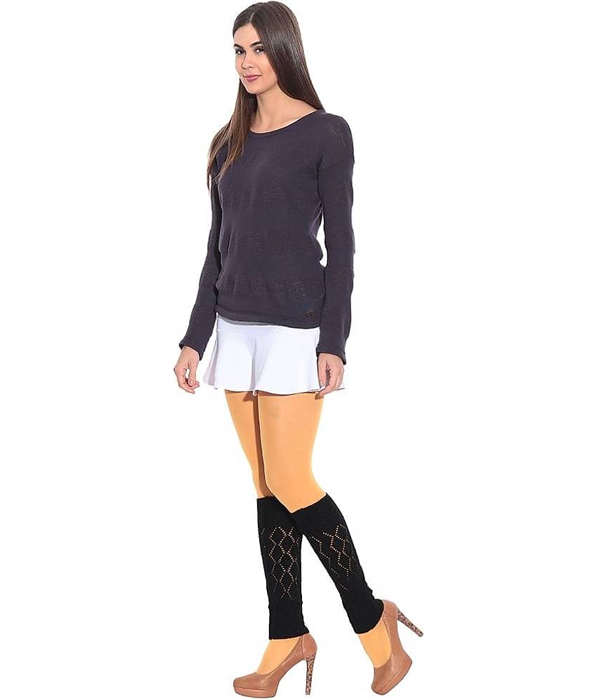 Bizarro Delightful Black Woollen Leg Warmer For Women