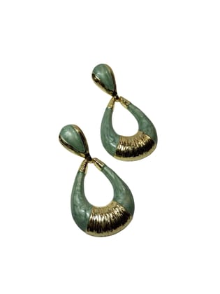 Anvaya Collections, Anti Tarnish, Elegant Statement Drop Earrings, pink and Gold Two-Tone Finish, Teardrop Shape Dangle Design, Fashion Jewelry for Women