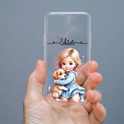 Personalized Cute Girl Transparent Silicon Case Customised with Name for Oppo, Vivo, Redmi, Realme, Poco, Mi, OnePlus, Samsung, iPhone, and More - design 72