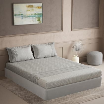 DDECOR - Maxima Collection 100% Cotton Global Ethnic Pattern 180TC Super King |274 CM X 274 CM| with 2 Pillow Covers - Grey