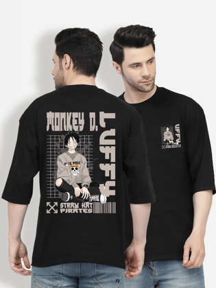 Monkey Luffy Black Oversized T-shirt-M / Black