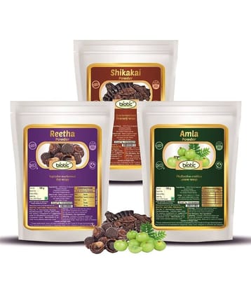 Biotic Natural Amla Reetha Shikakai Powder (100gm each) 300 gm