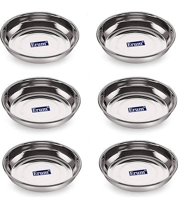 erum 6 Pcs Stainless Steel Silver Dessert Plate