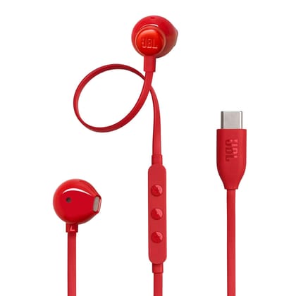 JBL Tune 305C Wired in-Ear Type C Earphone Compatible with USB-C Devices - Red