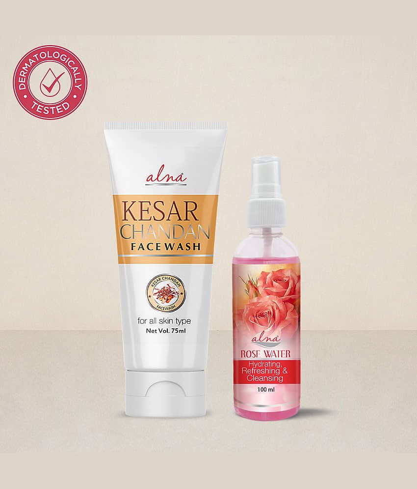 Alna Kesar Chandan Face Wash 75ml with Rose Water 100ml For All Skin Type , Pack of 2