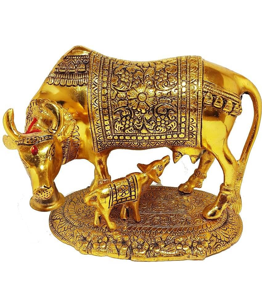 KridayKraft Aluminium Kamdhenu Cow Idol ( 13 cm )