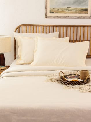 Sesame Double Duvet Cover (Off White)-152x229 cm / Off White / 100% Cotton