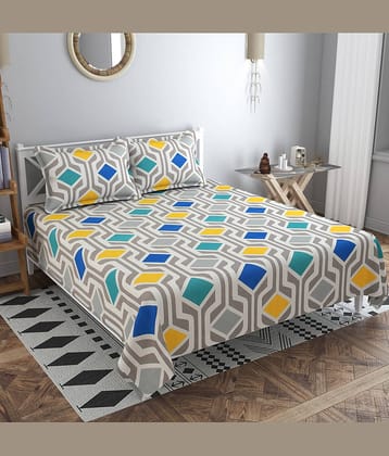 Kraftiq Homes Microfiber 1 Double Bedsheet with 2 Pillow Covers ( Multicolor )
