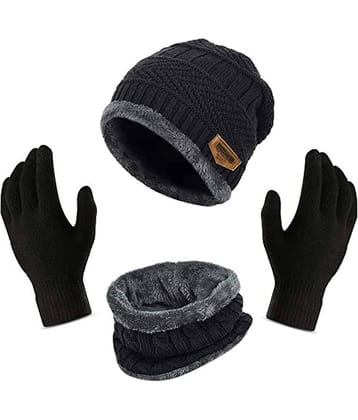 Alamos Black Woollen Women's Cap ( Pack of 1 )