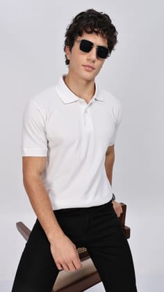 Classic White Polo T-shirt-M