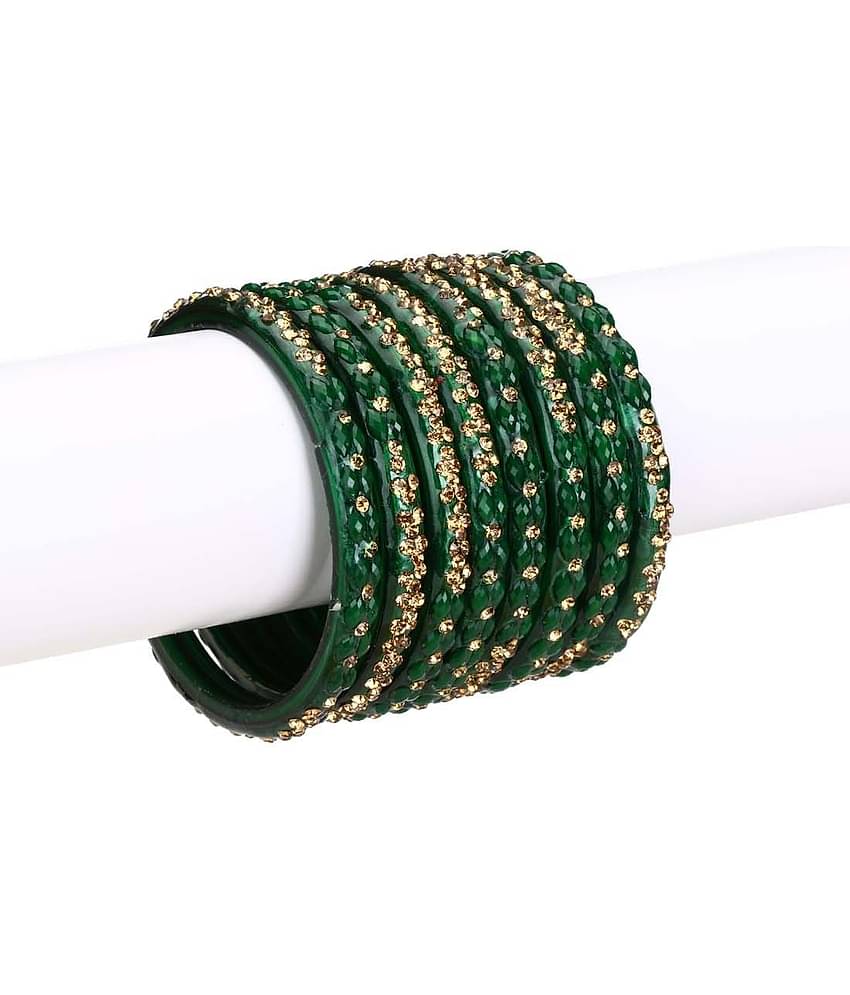 Somil Designer Set Of Bangle For Party And Daily Use, Glass, Ornamented-DK101
