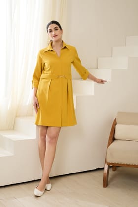 BUTTERCUP FORMAL DRESS-Mustard / Banana Crepe / XXS