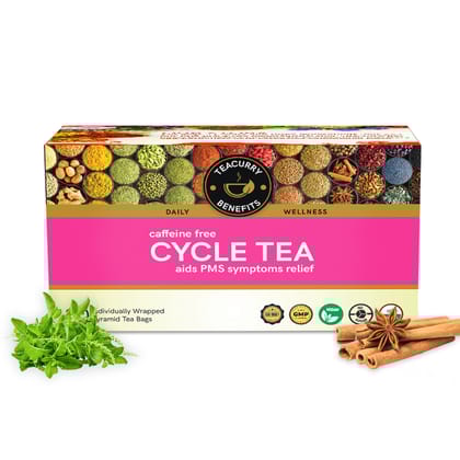 TEACURRY Period Tea (1 Month Pack, 30 Tea Bags) - Cycle Tea with Diet Chart to help with PMS, Delayed Periods, Cramps, Less Flow