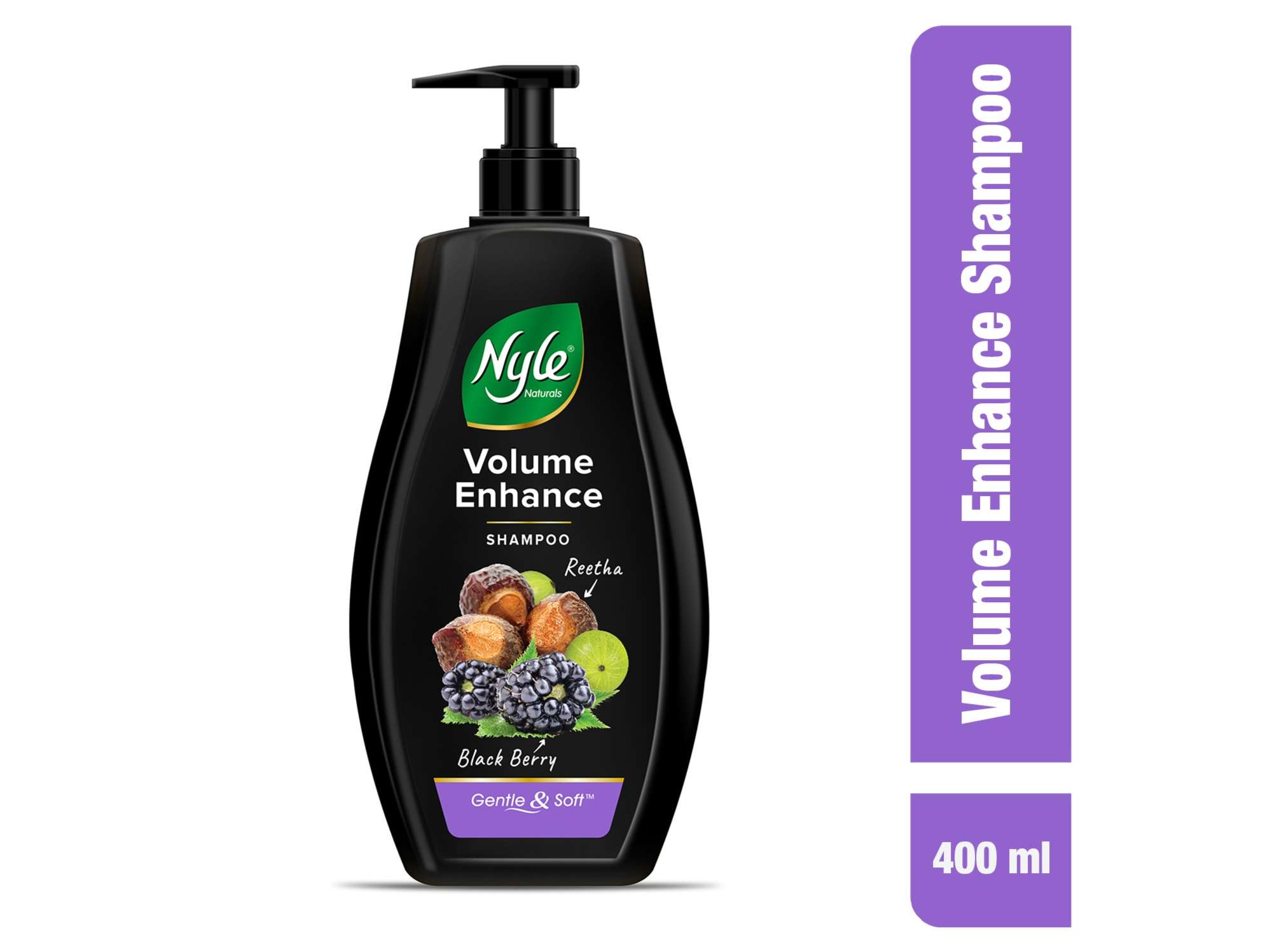 Nyle Naturals Volume Enhance Anti Hairfall Shampoo, With Reetha,Blackberry, Gentle & soft shampoo, PH balanced and Paraben free, For Men & Women 400ml