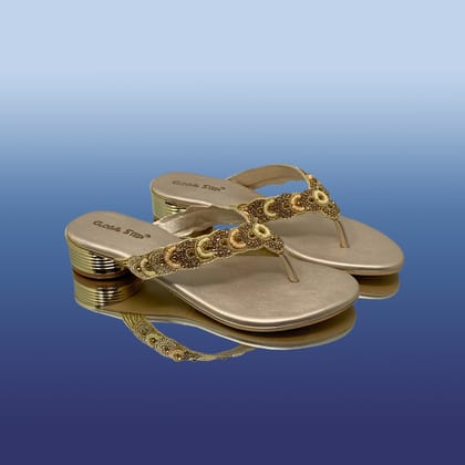 Elegant Beaded Heels – Stylish & Comfortable-Gold / 36