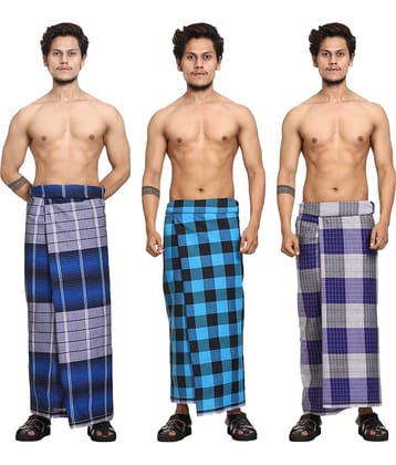 GOWRI TEX Cotton Men's Lungi Multicolor ( Pack of 3 )