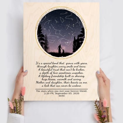 Personalised | Mother Daughter | Star Map-18x12 Inch
