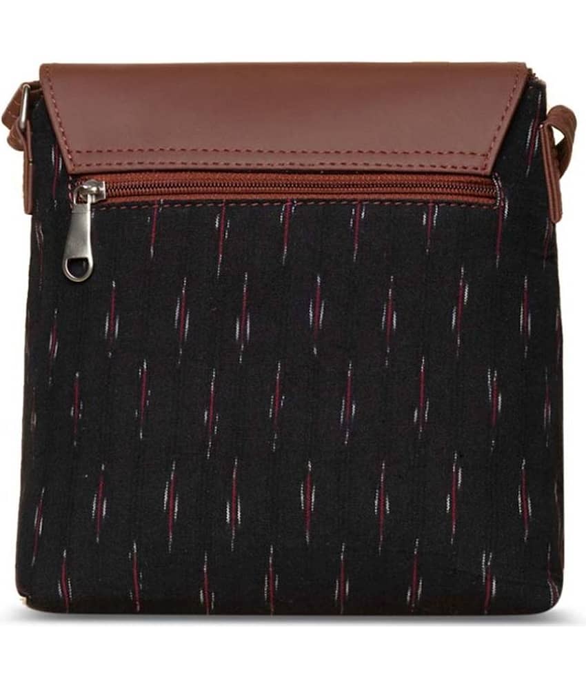 Zouk Sling Bag Jute Set of 1 ( Black )