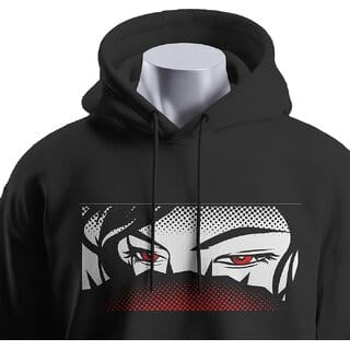 BULL CLOTHING Men's Mysterious Eyes Black Hoodie Graphic Design  280 GSM Fleece for Softness and Comfort (L)