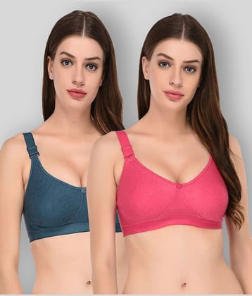 Elina Pack of 2 Cotton Non Padded Women's Everyday Bra ( Multi Color )