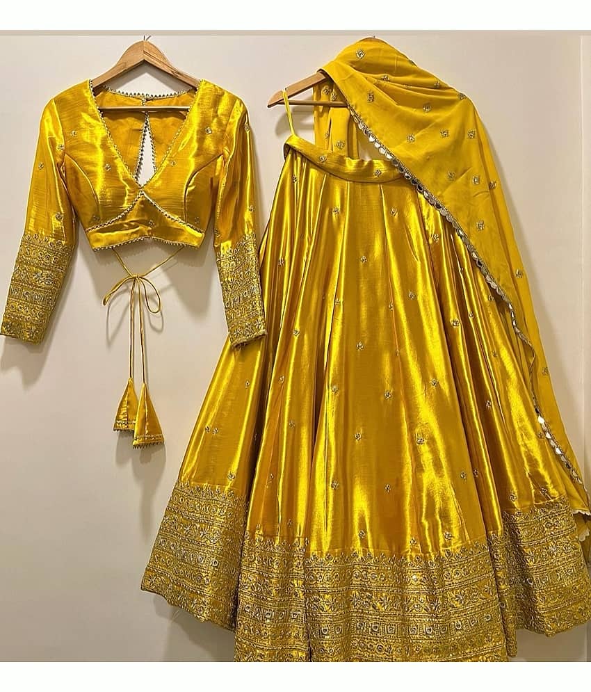 Keyura Yellow Georgette Chaniya Choli Semi Stitched Lehenga Single